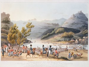 Mondego-joen Fording, kaiverrus C. Turner, 21. syyskuuta 1810